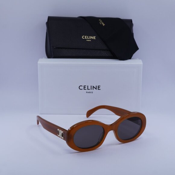 Celine CL40194U 45A Oval Sunglasses - Light Brown/Smoke - Picture 1 of 11